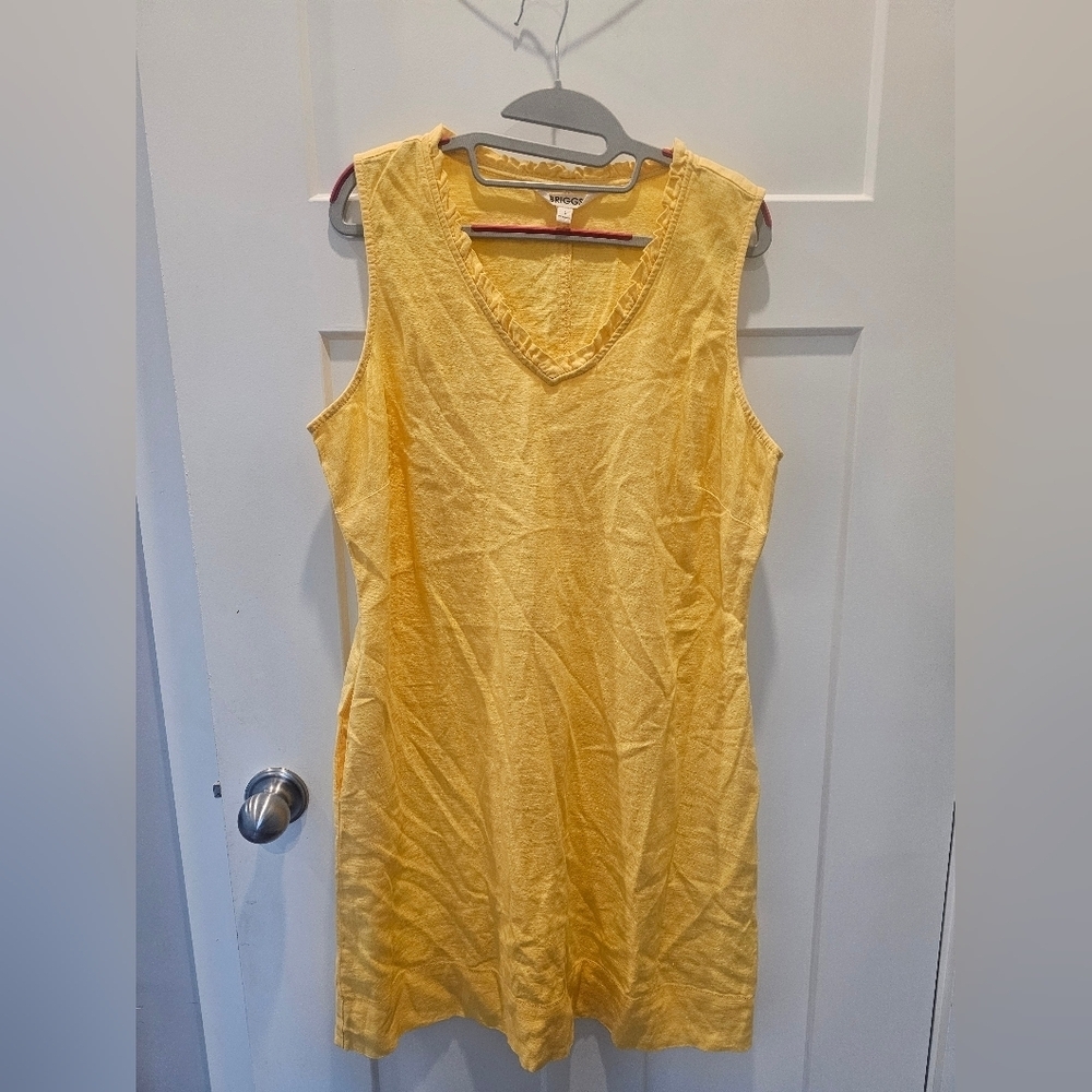 Briggs Yellow Linen Blend Sleeveless Summer Dress Size L